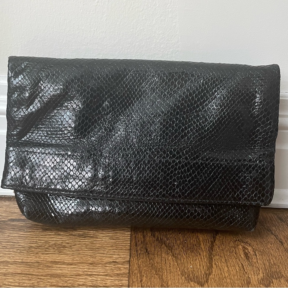 Gigi New York Fold Over Clutch In Black